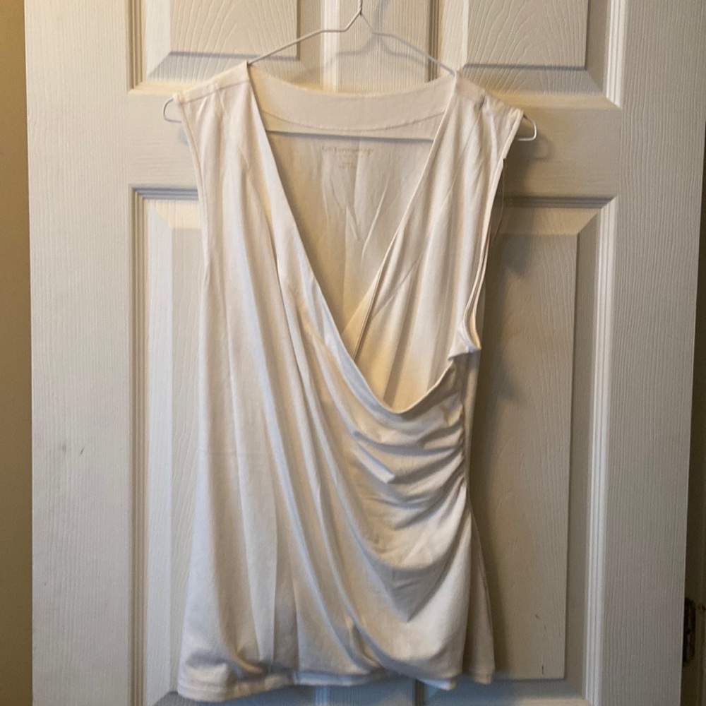 NWT! SOFT SURROUNDINGS White SIDE GATHERS Tank TOP SHIRT ~ Size PETITE LARGE